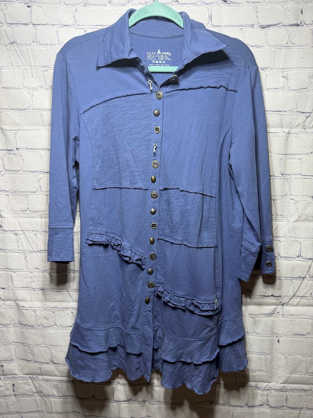 Neon Buddha Sojourn Top Blue Sz L Artsy Lagenlook Boho Whimsigoth